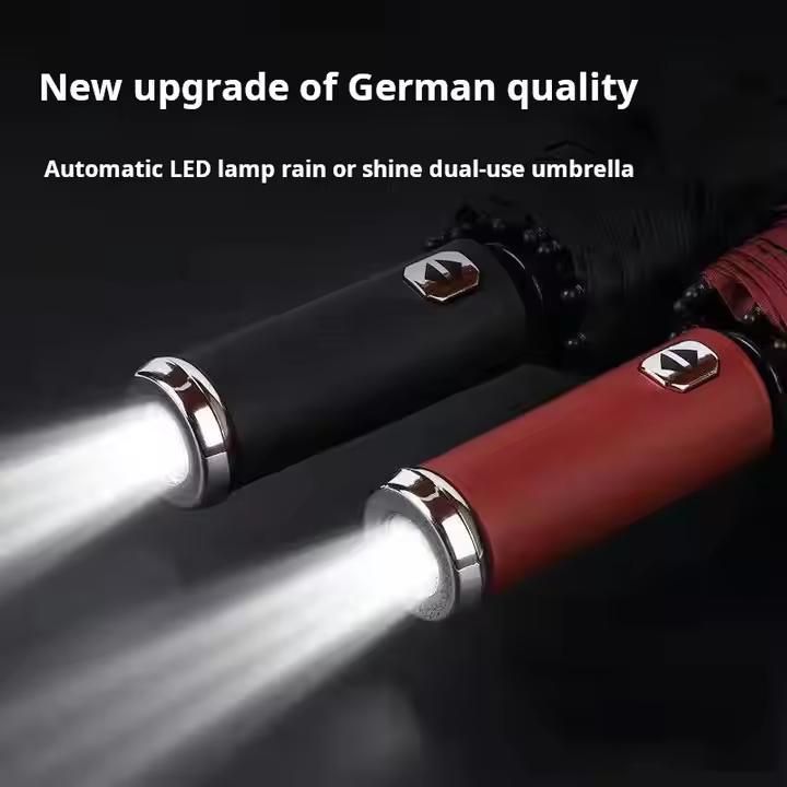 3Fold Automatic UV LED Light Windproof Umbrella